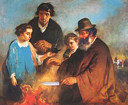 The asado (1888), by Ignacio Manzoni. Asado is considered a national dish,[24] and is typical of Argentine families to gather on Sundays around one.[25]