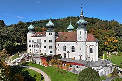Artstetten Castle with family crypt under the forecourt of the castle church