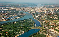 A view above Belgrade in Serbia, which is the capital of Serbia and a major industrial city that accounts for a large component of the Serbian economy[106]