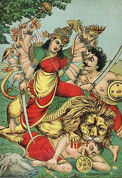 Hindu Goddess Durga has a lion as her vahanam or divine mount