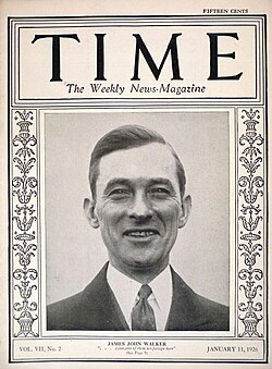 Walker on the cover of Time magazine, January 11, 1926