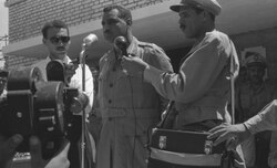 Nasser giving a speech at the opening of the Suez Canal