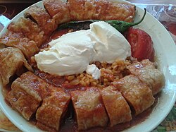 Beyti kebab served with pilav