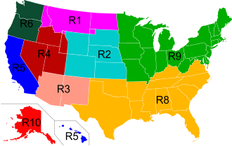 Map of the nine regions