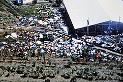 Hundreds of dead bodies on the ground after the Jonestown Massacre, orchestrated by cult leader Jim Jones