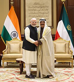 Kuwait's emir Sheikh Mishal with Prime Minister of India Narendra Modi in December 2024