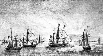 Brazilian fleet blockading Buenos Aires
