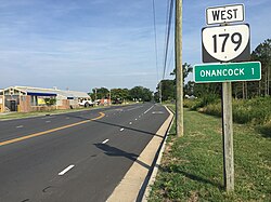 View west along SR 179 at US 13 in Onley