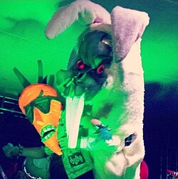 Carrot Topp being attacked by Badd Bunny at the 2013 Long Beach Zombie Walk