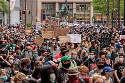 Overhead view of George Floyd protests