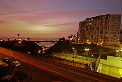 View of the Bajada Balta in the Miraflores District at night
