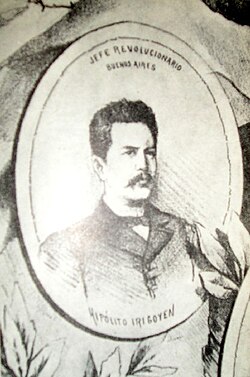 Hipólito Yrigoyen, revolutionary leader 1893. Sketch by Eduardo Sojo, published in the magazine Don Quijote.