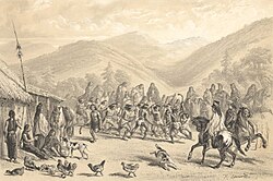 Mapuche playing chueca, by Claude Gay, 1854