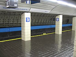 The exposed steel structure of the tubes at Ninth Street station