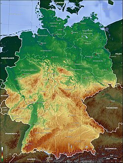 A physical map of Germany
