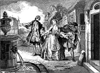 Front page of L'École des femmes—engraving from the 1719 edition