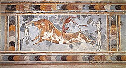 The Bull-Leaping Fresco from the Great Palace at Knossos, Crete. Sport has been an important part of Western culture since Classical Antiquity.