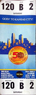 A ticket from the 1988 tournament held in Kansas City, Missouri