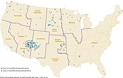 2016 map of Bureau of Indian Education schools