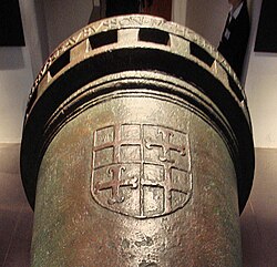 Arms of the Knights Hospitallers, quartered with those of Pierre d'Aubusson, on a bombard