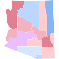 Party registration by Arizona county (January 2023) Democrat ≥ 30% Democrat ≥ 40% Democrat ≥ 50% Republican ≥ 30% Republican ≥ 40% Republican ≥ 50% Unaffiliated ≥ 30%