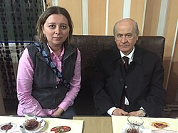 Bahçeli with Voice of America reporter Yıldız Yazıcıoğlu