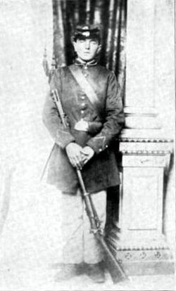 John Haag, a 21-year-old immigrant from Germany, affiliated with Company B of the 26th Wisconsin Infantry Regiment in August 1862[75]