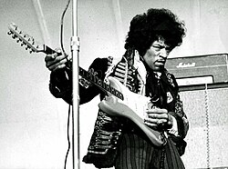 Jimi Hendrix on stage at Gröna Lund in Stockholm, Sweden in May 1967
