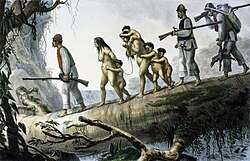 A Guaraní family captured by Indian slave hunters. By Jean Baptiste Debret