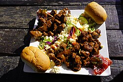 A platter of ostrich meat in Oudtshoorn, South Africa