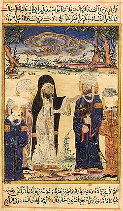 The investiture of ʿAlī ibn Abī Ṭālib at Ghadir Khumm (MS Arab 161, fol. 162r, 1308–1309, Ilkhanid manuscript illustration)