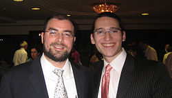 Rabbi Mordechai Suchard, left, with a guest at the Gateways Shavuot Retreat in 2008