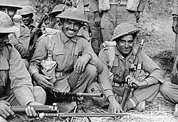 Soldiers of the 2nd Battalion, 7th Rajput Regiment about to go on patrol in Burma, 1944.