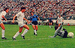Pasculli scoring v. Uruguay at the 1986 World Cup