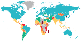 Percentage of population suffering from hunger, World Food Programme, 2020