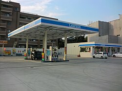 A Lawson self-service station with attached convenience store in Shingū, Fukuoka, Japan