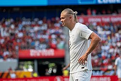 Haaland playing against Morocco at the 2026 FIFA World Cup