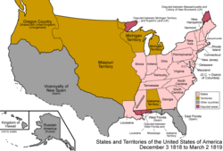 In 1818, Illinois became the 21st U.S. state. The southern portion of Illinois Territory was admitted as the state of Illinois, and the rest was joined to Michigan Territory.