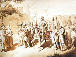 A 19th-century illustration of Tigranes with four vassal kings