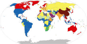 Parliamentary systems: Head of government is elected or nominated by and accountable to the legislature. Semi-constitutional monarchy: Monarch holds significant executive or legislative power but is still restricted by the constitution. Presidential system: Head of government (president) is popularly elected and independent of the legislature. Presidential republic Hybrid systems: Semi-presidential republic: Executive president is independent of the legislature; head of government is appointed by the president and is accountable to the legislature. Assembly-independent republic: Head of government (president or directory) is elected by the legislature, but is not accountable to it. Other systems: Islamic theocracy: Supreme leader holds unlimited political and religious power; state and faith are a single institution. One-party state: Power is constitutionally linked to a single political party. Provisional government: current regime is temporary or transition; no permanent constitution Military junta: Committee of military leaders controls the government; constitutional provisions are suspended. Places without governments. Note: this chart represents the de jure systems of government, not the de facto degree of democracy. vte
