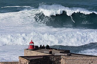 The North Beach (Nazaré, Portugal), listed on the Guinness World Records for the biggest waves ever surfed