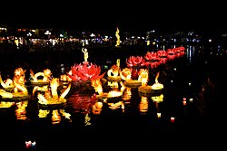 Water lanterns on the river on the occasion of Buddha's birthday in Hội An, Quảng Nam, Vietnam