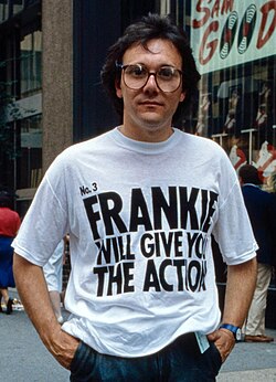 Trevor Horn (pictured in 1984), frontman of British new wave synth-pop group the Buggles, also produced Frankie Goes to Hollywood's 1984 album Welcome to the Pleasuredome.