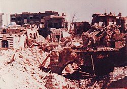 Photograph showing destruction in the al-Kilani district of Hama following the massacre.