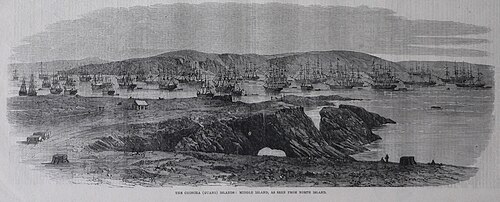 Chincha Islands where guano was found in abundance. Mining was done on site and ships transported it to Europe.