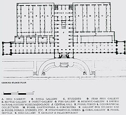 An 1881 plan showing the original arrangement of the museum(link to current floor plans)