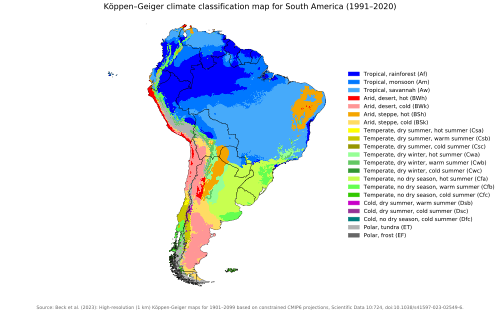 South America Köppen climate map[66]
