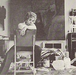 Artist Jane Frank in her studio, 1960s or 1970s