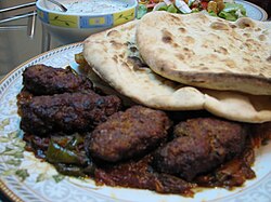 Kofta kebab with naan