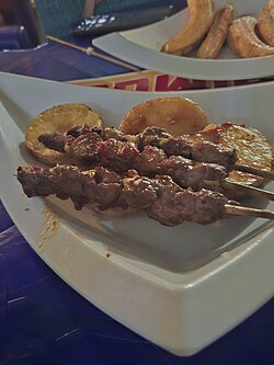Brochettes, meat on a stick